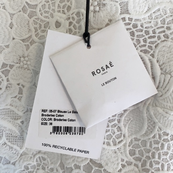 Rosaé Paris White Cotton Embroidered Blouse Size 36 - Picture 4 of 7